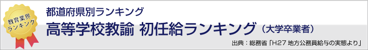 高校教諭の初任給ランキング（大卒）