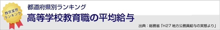 高校教諭の平均給与ランキング